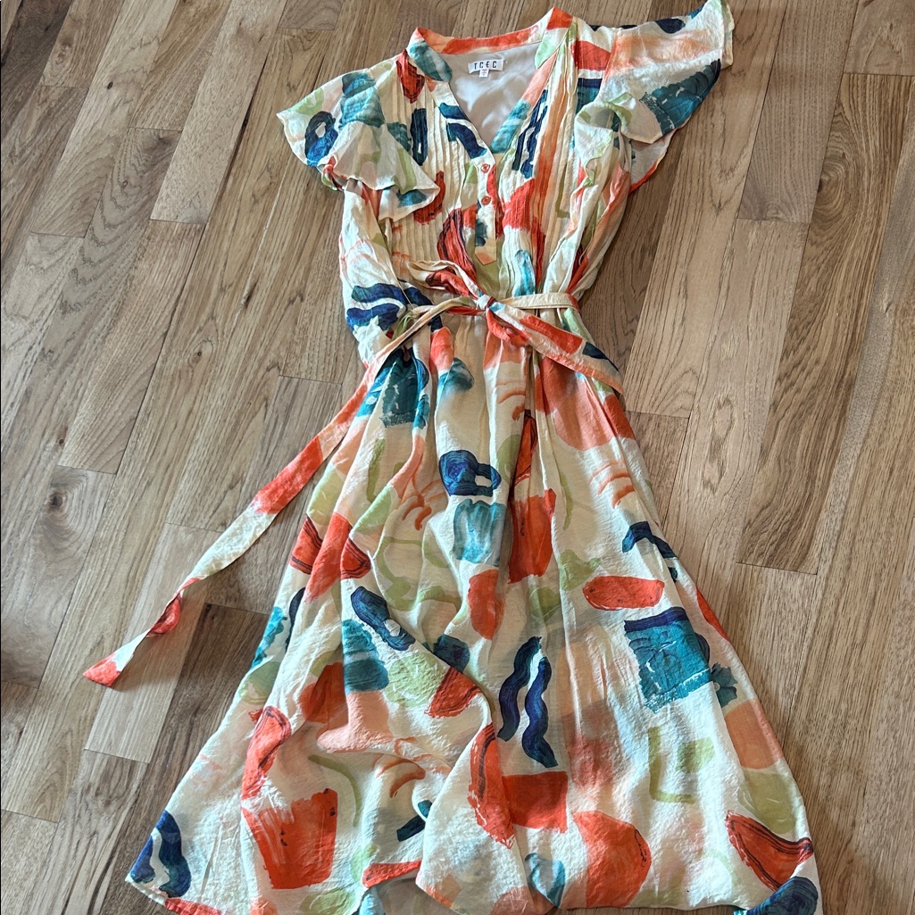Size Small, Colorful Abstract Print Women's Dress